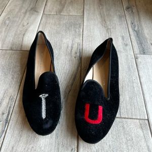 Stubbs & Wootton women’s velvet slippers with screw U embroidery size 7.5
